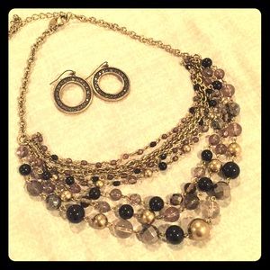 Lia Sophia multi strand necklace with earrings